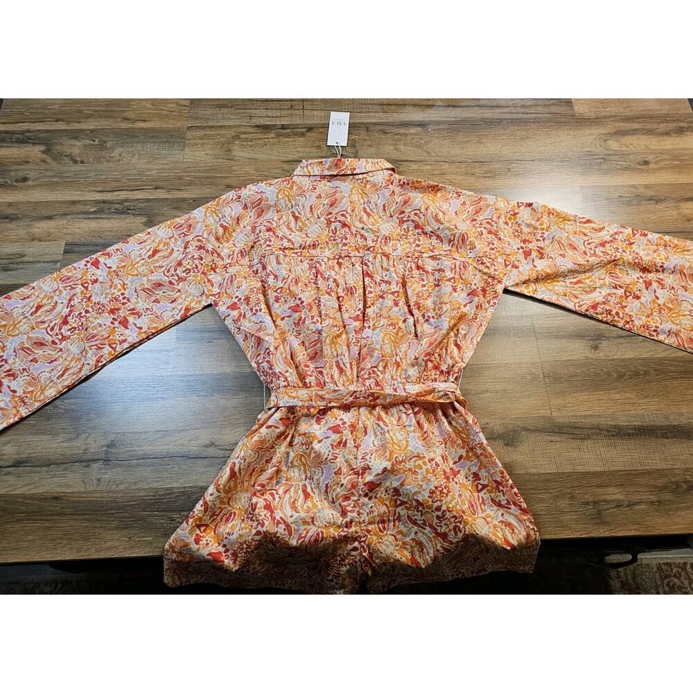 Vici Collection Floral Coastal Romper NWT Women's L Resortwear Belted Tie - Picture 5 of 9